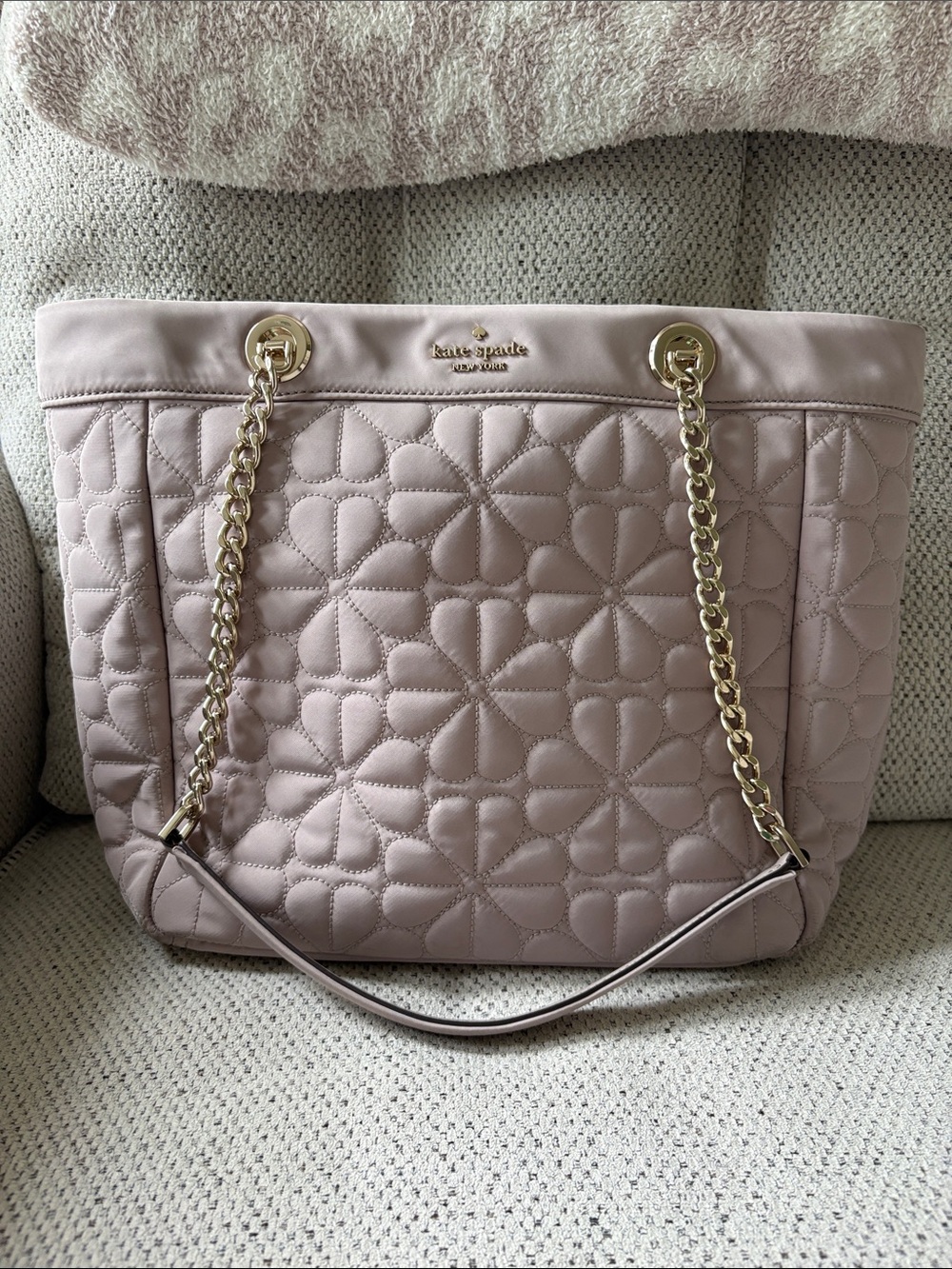 kate spade Quilted Floral Tote in Blush